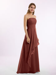 Sans Bretelles Mousseline Robe Demoiselle d'honneur terracotta Grande Taille