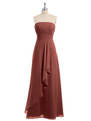 Sans Bretelles Mousseline Robe Demoiselle d'honneur terracotta Grande Taille