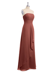 Sans Bretelles Mousseline Robe Demoiselle d'honneur terracotta Grande Taille