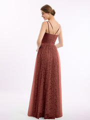 Robes Col en V Doublure en Dentelle et Tulle terracotta Grande Taille