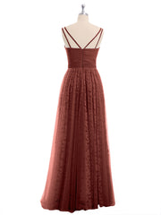 Robes Col en V Doublure en Dentelle et Tulle terracotta Grande Taille