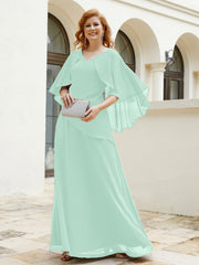 Robe Perlée Longueur au Sol avec Manches Flottantes à Col en V Vert Menthe Grande Taille