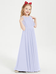 Robes de Demoiselle d'Honneur Junior en Dentelle à Demi-Manches Lavande