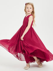 Boho Robes de Demoiselles d'Honneur Junior à Jupe en Cascade Bordeaux