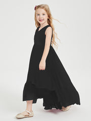 Boho Robes de Demoiselles d'Honneur Junior à Jupe en Cascade Noir