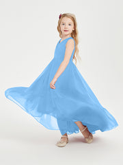 Boho Robes de Demoiselles d'Honneur Junior à Jupe en Cascade Bleu
