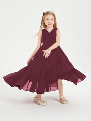 Boho Robes de Demoiselles d'Honneur Junior à Jupe en Cascade Cabernet