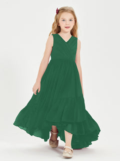 Boho Robes de Demoiselles d'Honneur Junior à Jupe en Cascade Vert Foncé