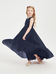 Boho Robes de Demoiselles d'Honneur Junior à Jupe en Cascade Bleu Marine