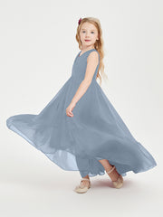Boho Robes de Demoiselles d'Honneur Junior à Jupe en Cascade Bleu Poudré