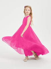 Boho Robes de Demoiselles d'Honneur Junior à Jupe en Cascade Fuchsia