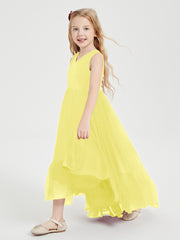 Boho Robes de Demoiselles d'Honneur Junior à Jupe en Cascade Citron