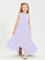 Boho Robes de Demoiselles d'Honneur Junior à Jupe en Cascade Lilas