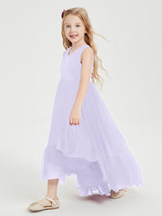 Boho Robes de Demoiselles d'Honneur Junior à Jupe en Cascade Lilas