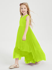 Boho Robes de Demoiselles d'Honneur Junior à Jupe en Cascade Vert Citron