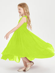 Boho Robes de Demoiselles d'Honneur Junior à Jupe en Cascade Vert Citron