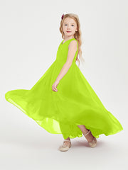 Boho Robes de Demoiselles d'Honneur Junior à Jupe en Cascade Vert Citron