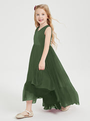 Boho Robes de Demoiselles d'Honneur Junior à Jupe en Cascade Olive Verte