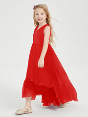 Boho Robes de Demoiselles d'Honneur Junior à Jupe en Cascade Rouge