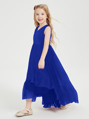 Boho Robes de Demoiselles d'Honneur Junior à Jupe en Cascade Bleu Royale