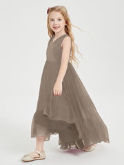 Boho Robes de Demoiselles d'Honneur Junior à Jupe en Cascade Taupe