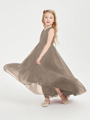 Boho Robes de Demoiselles d'Honneur Junior à Jupe en Cascade Taupe