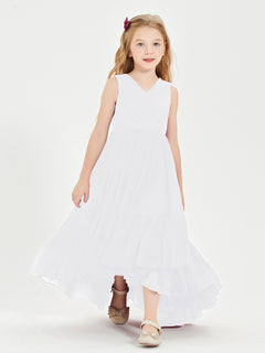 Boho Robes de Demoiselles d'Honneur Junior à Jupe en Cascade Blanc