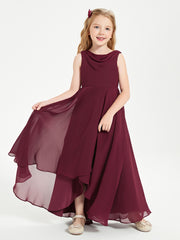 Junior Robes de Demoiselle d'Honneur Modernes à Col Cowl Asymétrique Cabernet