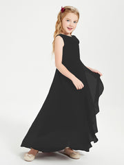 Junior Robes de Demoiselle d'Honneur Modernes à Col Cowl Asymétrique Noir