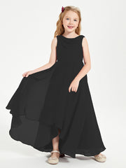 Junior Robes de Demoiselle d'Honneur Modernes à Col Cowl Asymétrique Noir