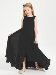 Junior Robes de Demoiselle d'Honneur Modernes à Col Cowl Asymétrique Noir