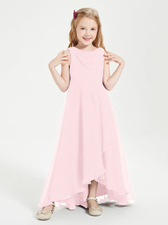 Junior Robes de Demoiselle d'Honneur Modernes à Col Cowl Asymétrique Rose Pâle