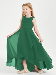 Junior Robes de Demoiselle d'Honneur Modernes à Col Cowl Asymétrique Vert Foncé