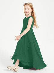 Junior Robes de Demoiselle d'Honneur Modernes à Col Cowl Asymétrique Vert Foncé