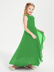 Junior Robes de Demoiselle d'Honneur Modernes à Col Cowl Asymétrique Vert