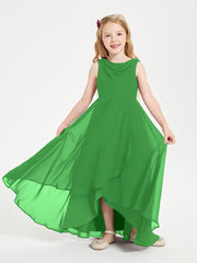 Junior Robes de Demoiselle d'Honneur Modernes à Col Cowl Asymétrique Vert