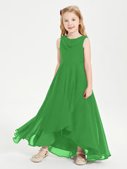 Junior Robes de Demoiselle d'Honneur Modernes à Col Cowl Asymétrique Vert