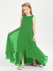 Junior Robes de Demoiselle d'Honneur Modernes à Col Cowl Asymétrique Vert