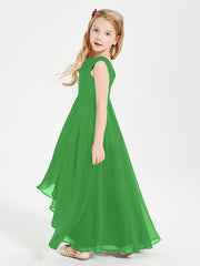 Junior Robes de Demoiselle d'Honneur Modernes à Col Cowl Asymétrique Vert