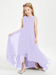 Junior Robes de Demoiselle d'Honneur Modernes à Col Cowl Asymétrique Lilas
