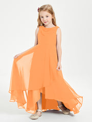 Junior Robes de Demoiselle d'Honneur Modernes à Col Cowl Asymétrique Orange