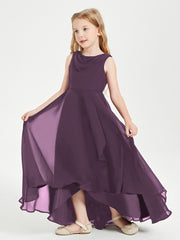 Junior Robes de Demoiselle d'Honneur Modernes à Col Cowl Asymétrique Plum
