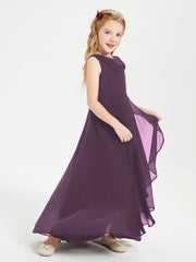 Junior Robes de Demoiselle d'Honneur Modernes à Col Cowl Asymétrique Plum