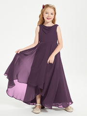 Junior Robes de Demoiselle d'Honneur Modernes à Col Cowl Asymétrique Plum
