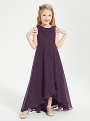 Junior Robes de Demoiselle d'Honneur Modernes à Col Cowl Asymétrique Plum