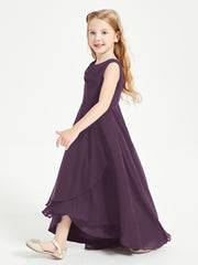 Junior Robes de Demoiselle d'Honneur Modernes à Col Cowl Asymétrique Plum