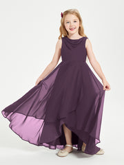 Junior Robes de Demoiselle d'Honneur Modernes à Col Cowl Asymétrique Plum