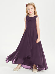 Junior Robes de Demoiselle d'Honneur Modernes à Col Cowl Asymétrique Plum