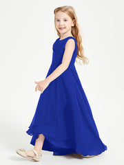 Junior Robes de Demoiselle d'Honneur Modernes à Col Cowl Asymétrique Bleu Royale
