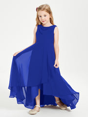 Junior Robes de Demoiselle d'Honneur Modernes à Col Cowl Asymétrique Bleu Royale
